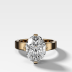 Finest Compass Solitaire Engagement Ring with Oval Cut Diamond