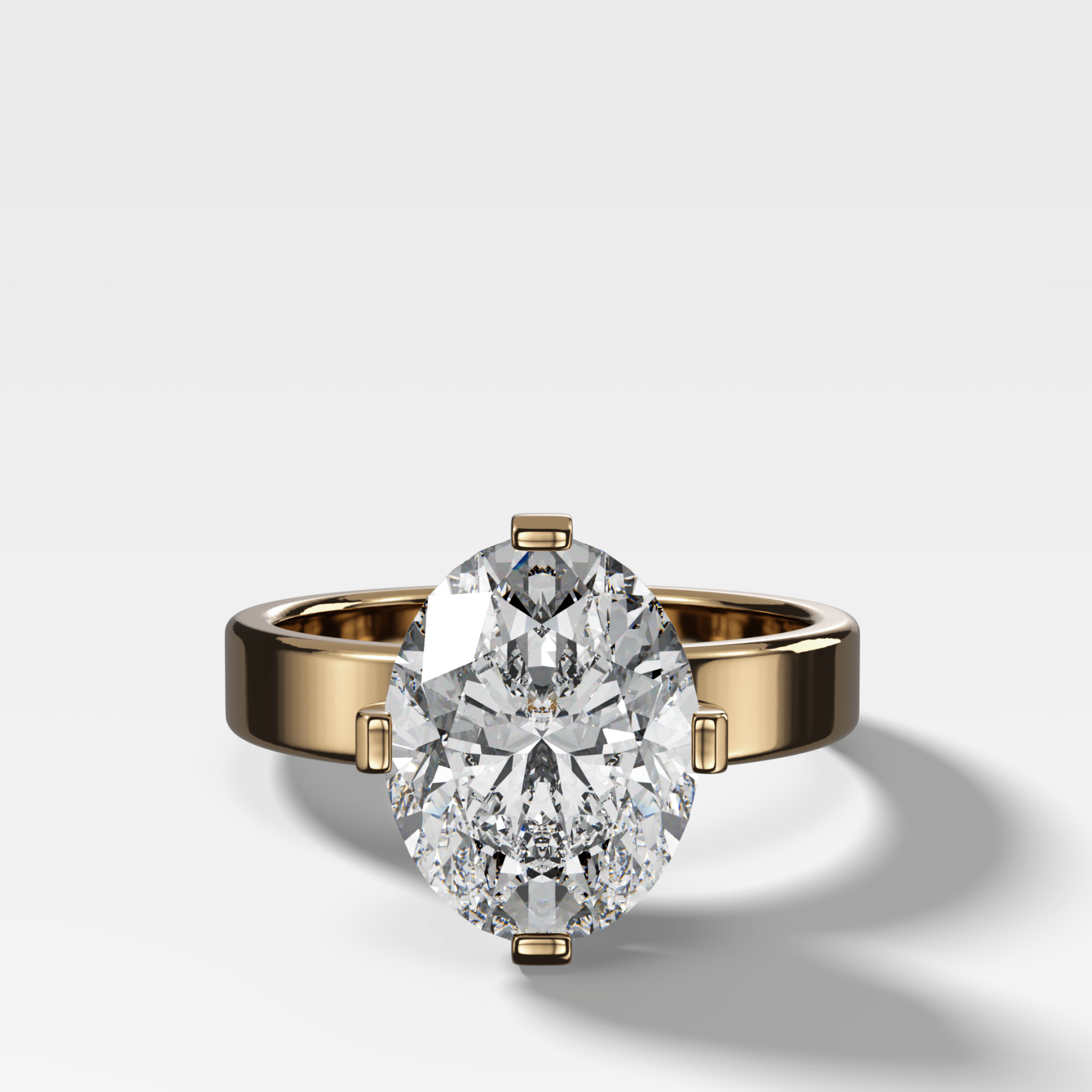 Finest Compass Solitaire Engagement Ring with Oval Cut Diamond