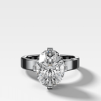 Finest Compass Solitaire Engagement Ring with Oval Cut Diamond