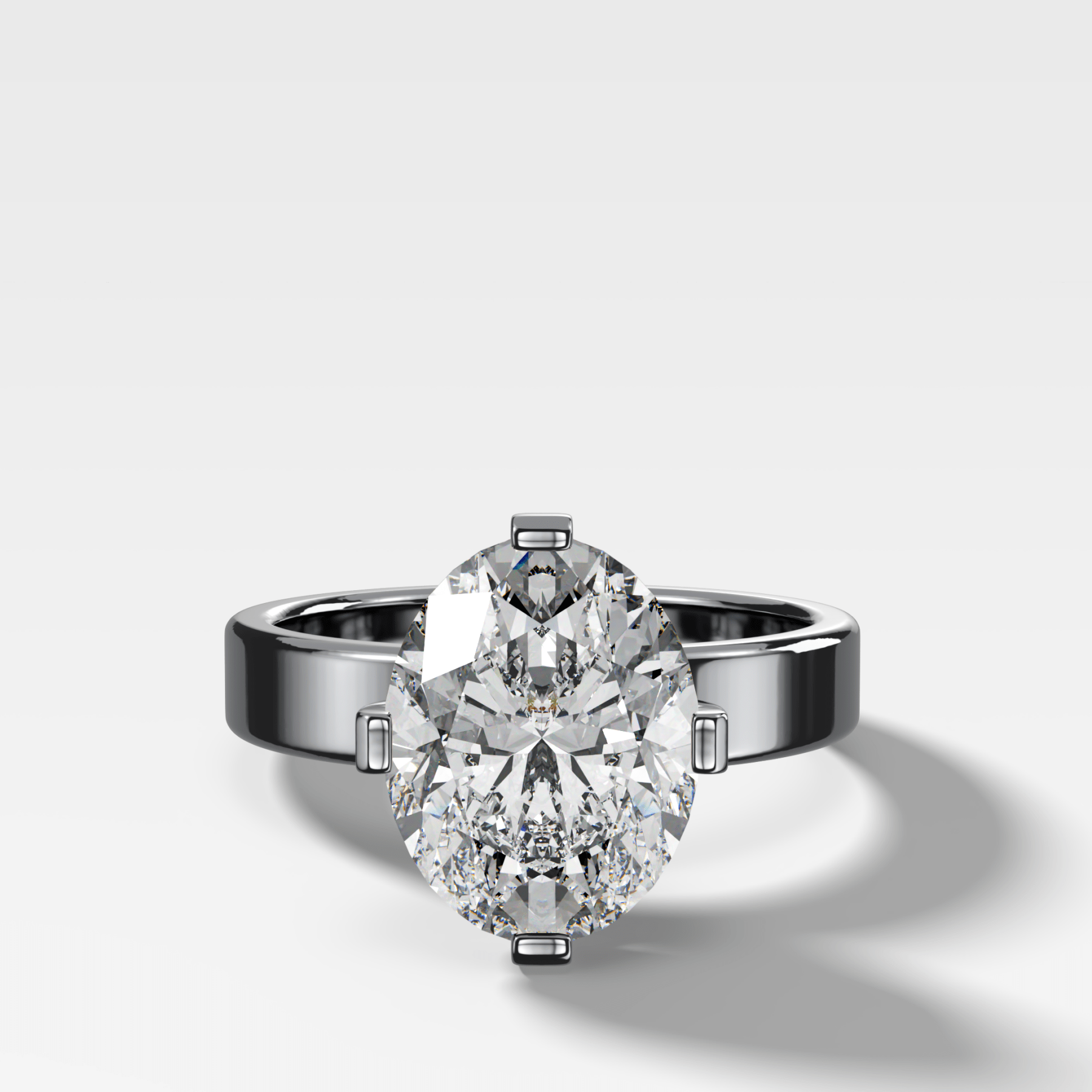 Finest Compass Solitaire Engagement Ring with Oval Cut Diamond