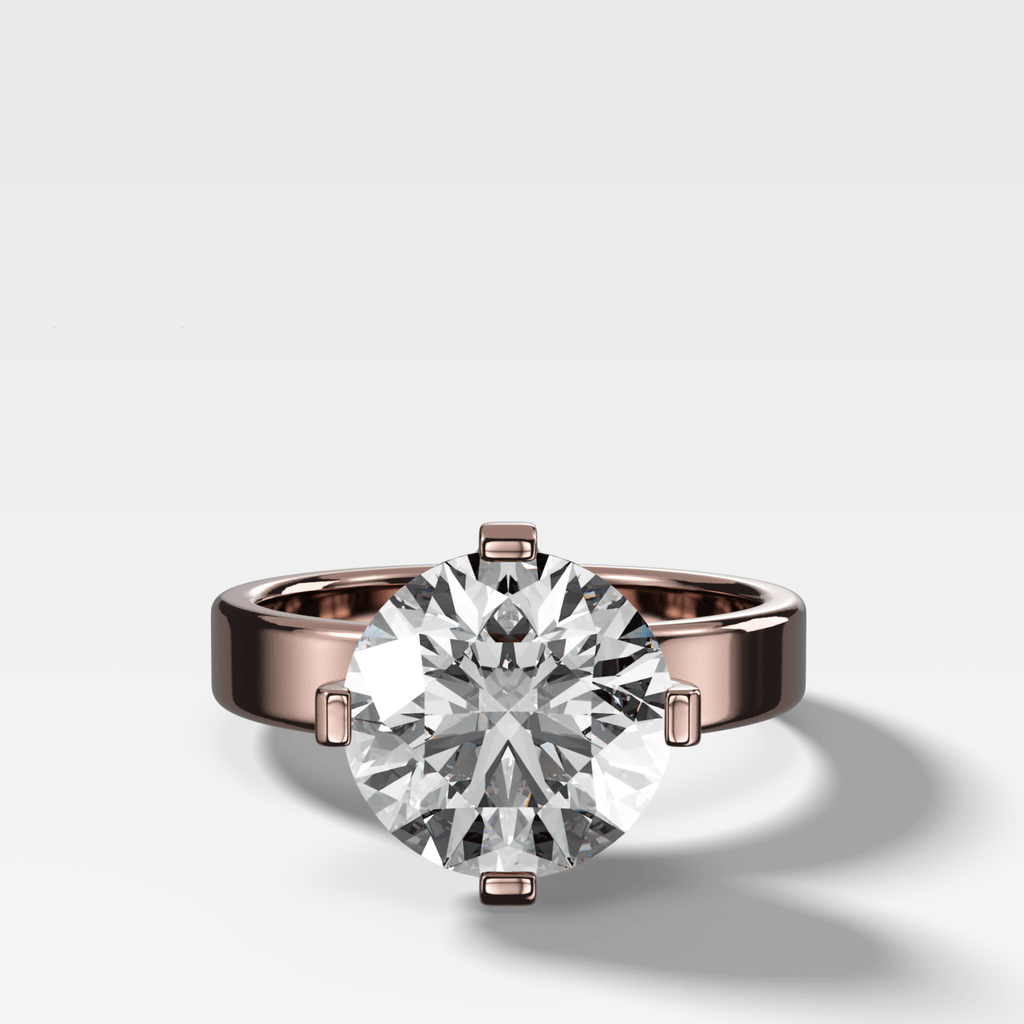 Finest Compass Solitaire Engagement Ring with Round Cut Diamond