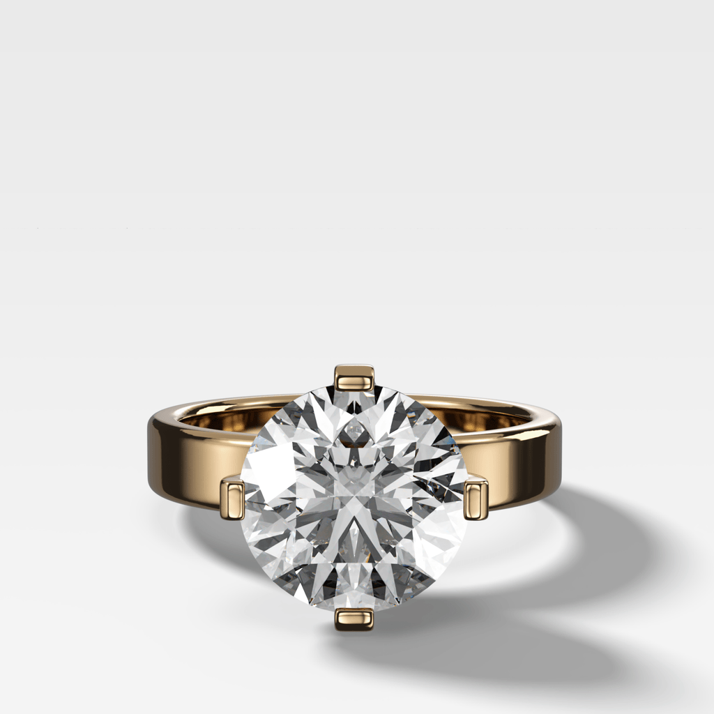 Finest Compass Solitaire Engagement Ring with Round Cut Diamond