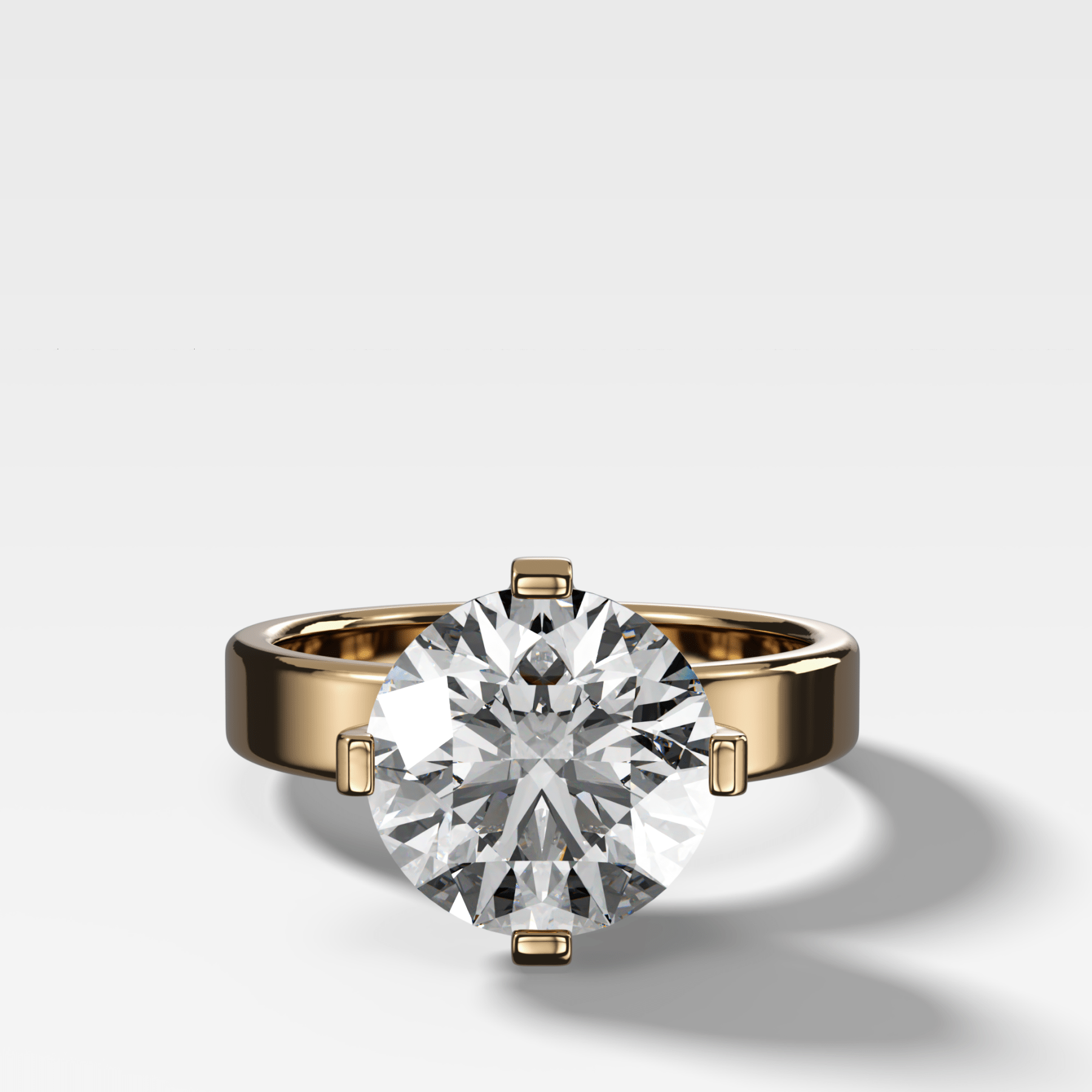Finest Compass Solitaire Engagement Ring with Round Cut Diamond