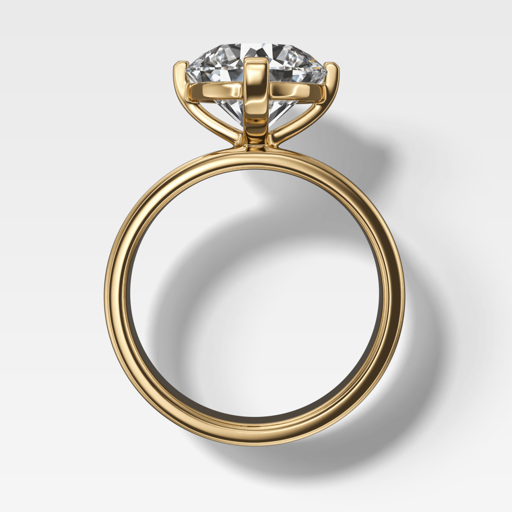 Finest Compass Solitaire Engagement Ring with Round Cut Diamond