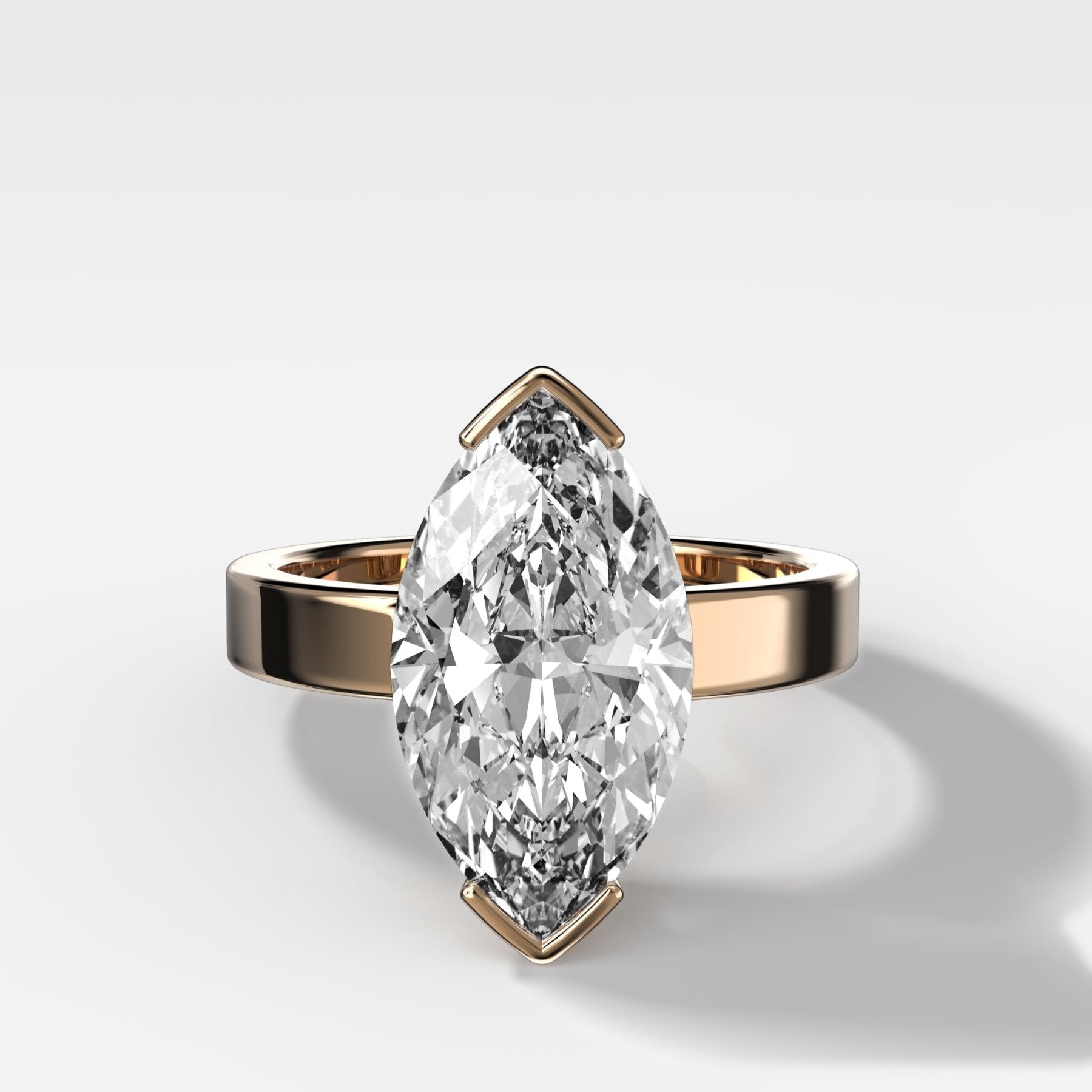 Finest Half Bezel Engagement Ring set with 2.58ct Lab Grown Marquise Cut Diamond