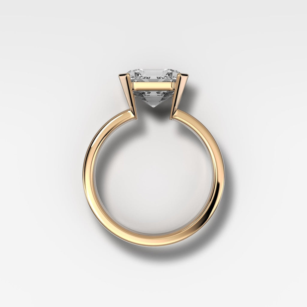 Finest Half Bezel Solitaire Engagement Ring With Asscher Cut Diamond