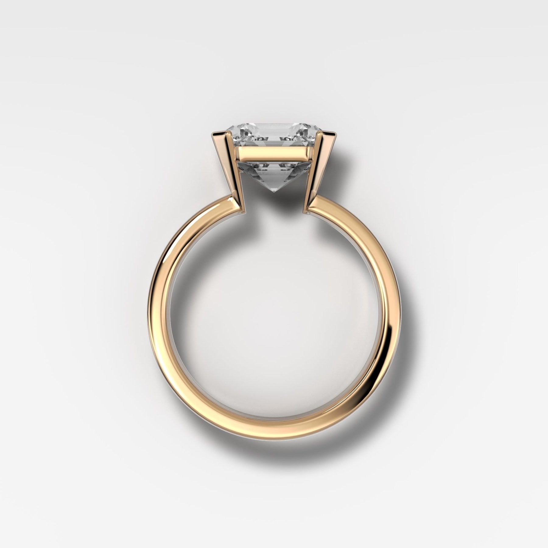 Finest Half Bezel Solitaire Engagement Ring With Asscher Cut Diamond