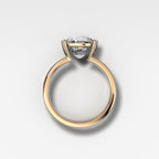 Finest Half Bezel Solitaire Engagement Ring With Cushion Cut Diamond