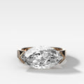 Finest Half Bezel Solitaire Engagement Ring With East West Marquise Cut Diamond