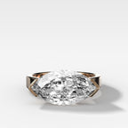 Finest Half Bezel Solitaire Engagement Ring With East West Marquise Cut Diamond