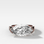 Finest Half Bezel Solitaire Engagement Ring With East West Marquise Cut Diamond