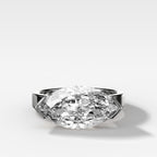 Finest Half Bezel Solitaire Engagement Ring With East West Marquise Cut Diamond