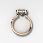 Finest Half Bezel Solitaire Engagement Ring With East West Oval Cut Diamond