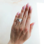 Finest Half Bezel Solitaire Engagement Ring With Emerald Cut Diamond