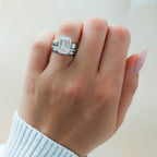 Finest Half Bezel Solitaire Engagement Ring With Emerald Cut Diamond