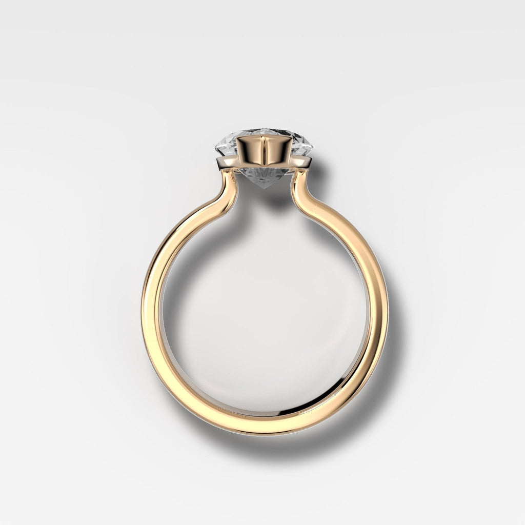 Finest Half Bezel Solitaire Engagement Ring With Marquise Cut Diamond