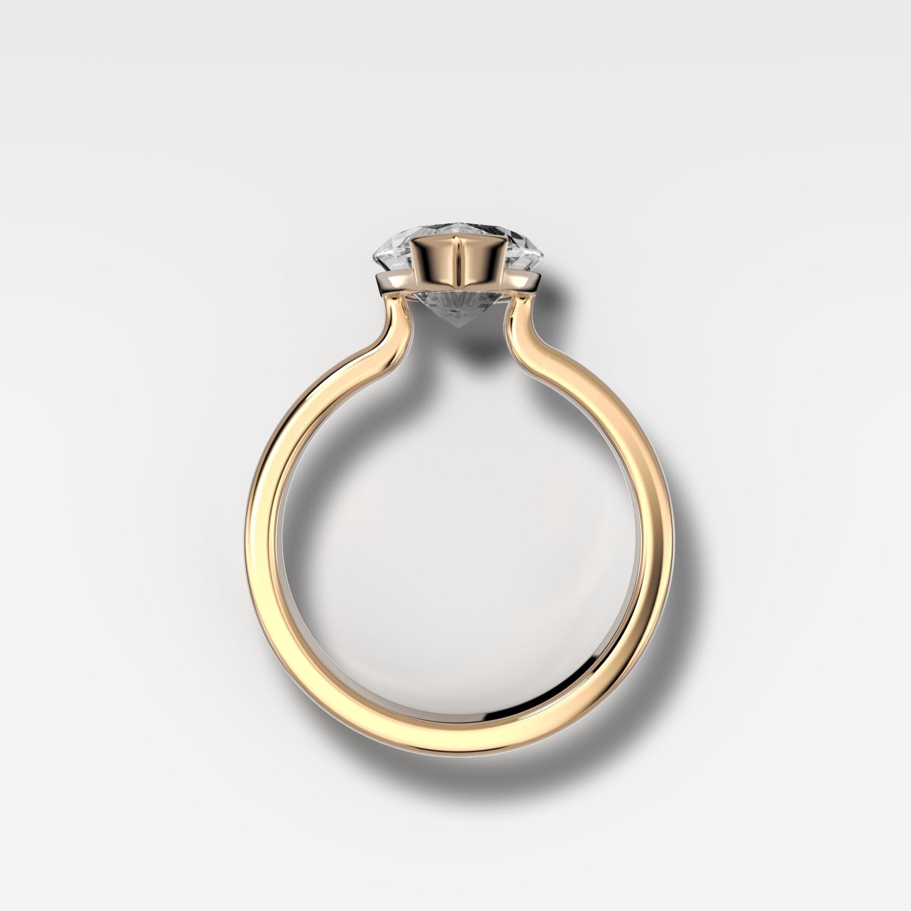 Finest Half Bezel Solitaire Engagement Ring With Marquise Cut Diamond
