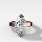 Finest Half Bezel Solitaire Engagement Ring With Marquise Cut Diamond