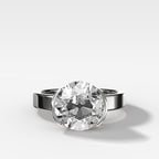 Finest Half Bezel Solitaire Engagement Ring With Old Euro Cut Diamond