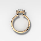 Finest Half Bezel Solitaire Engagement Ring With Old Euro Cut Diamond