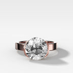 Finest Half Bezel Solitaire Engagement Ring With Old Euro Cut Diamond