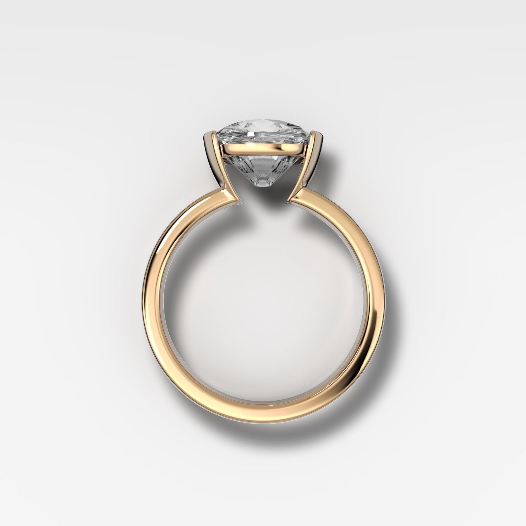 Finest Half Bezel Solitaire Engagement Ring With Old Mine Cut Diamond