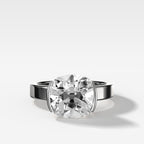 Finest Half Bezel Solitaire Engagement Ring With Old Mine Cut Diamond
