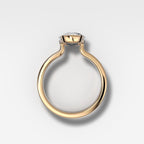 Finest Half Bezel Solitaire Engagement Ring With Oval Cut Diamond