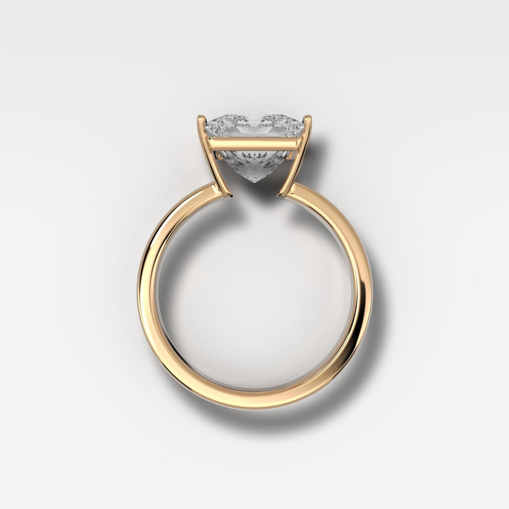 Finest Half Bezel Solitaire Engagement Ring With Princess Cut Diamond