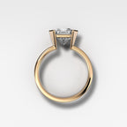 Finest Half Bezel Solitaire Engagement Ring With Square Radiant Cut Diamond