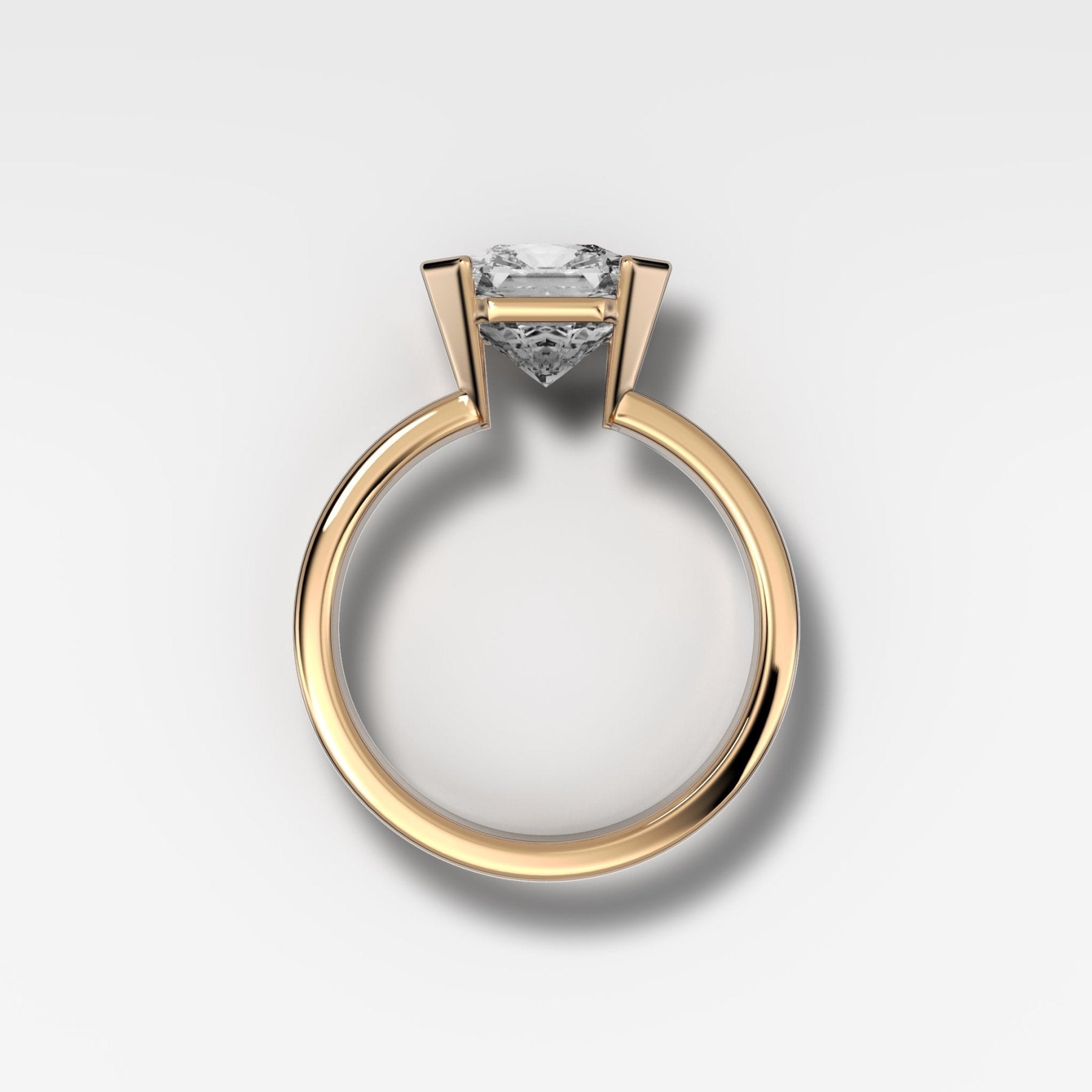 Finest Half Bezel Solitaire Engagement Ring With Square Radiant Cut Diamond