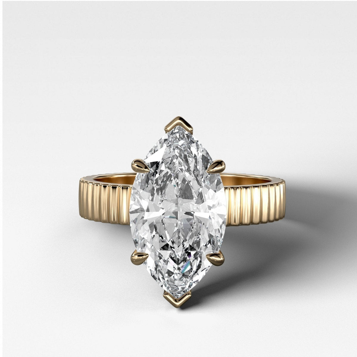 Finest Ridged Engagement Ring set with 4.02ct Lab Grown Marquise Cut Diamond