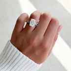 Finest Ridged Solitaire Engagement Ring With Elongated Cushion Cut Diamond