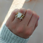 Finest Ridged Solitaire Engagement Ring With Elongated Cushion Cut Diamond