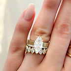 Finest Ridged Solitaire Engagement Ring With Marquise Cut Diamond