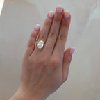 Finest Ridged Solitaire Engagement Ring With Oval Cut Diamond