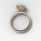 Finest Ridged Solitaire Engagement Ring With Pear Cut Diamond