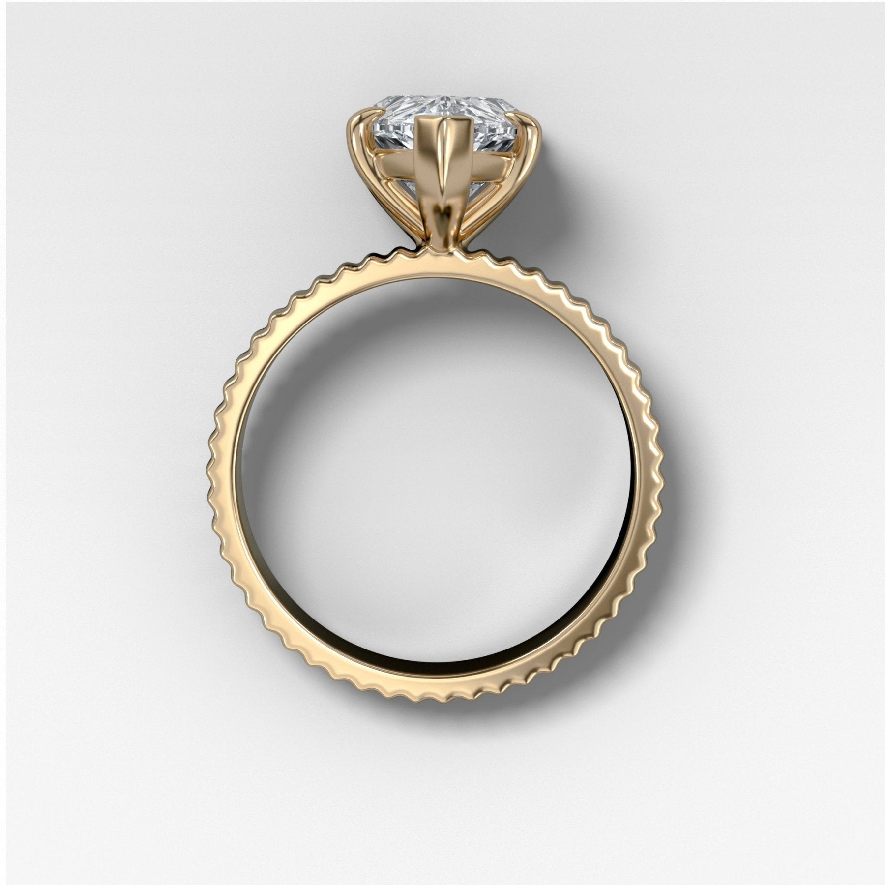Finest Ridged Solitaire Engagement Ring With Pear Cut Diamond