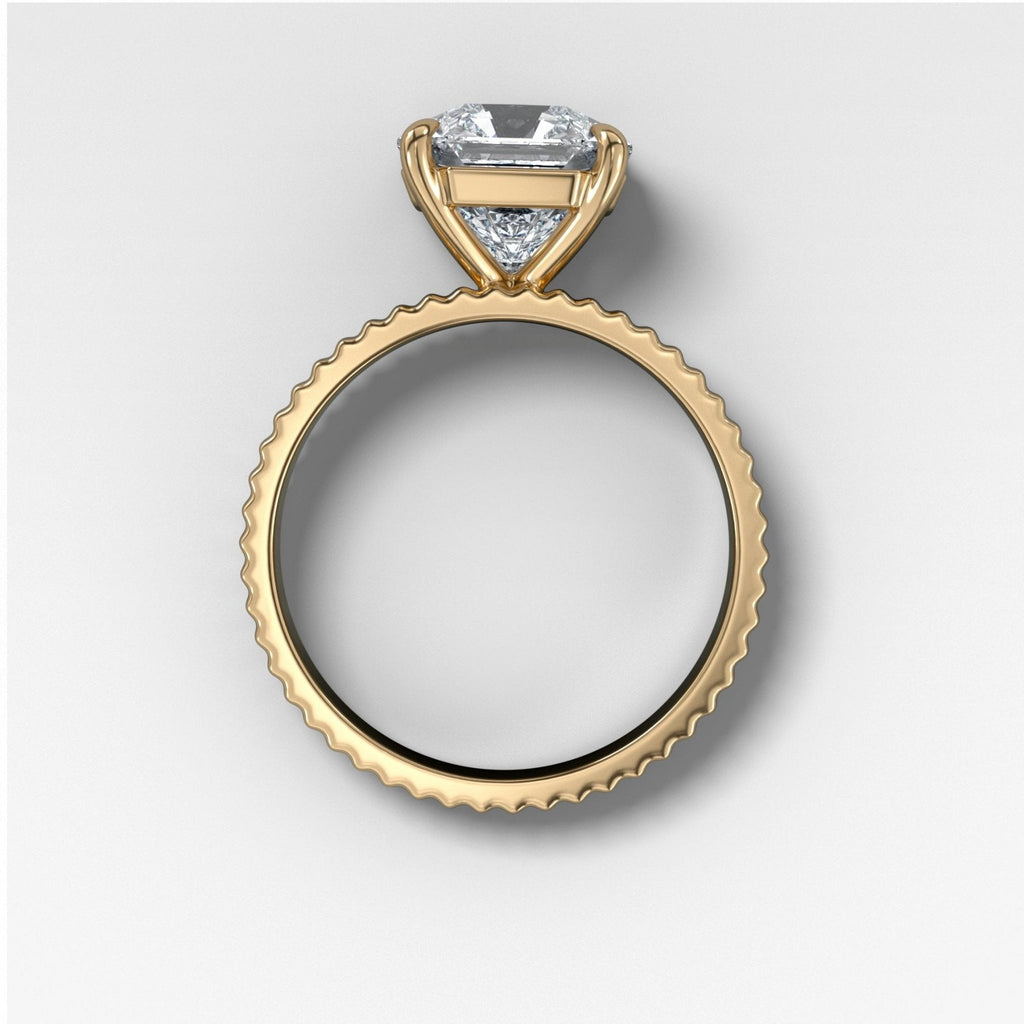 Finest Ridged Solitaire Engagement Ring With Radiant Cut Diamond