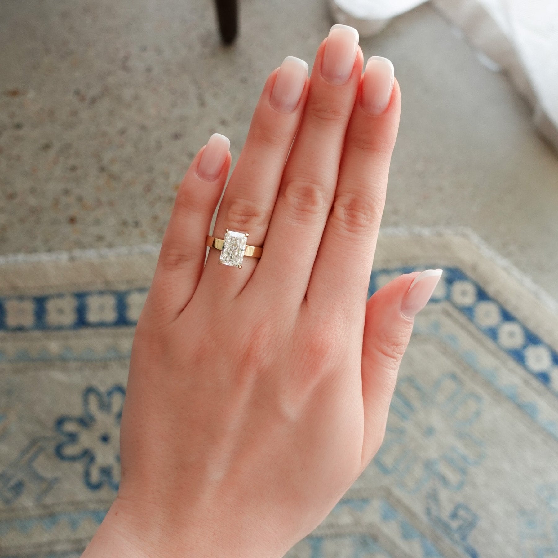 Finest Solitaire Engagement Ring set with 3.04ct Lab Grown Elongated Radiant Cut Diamond