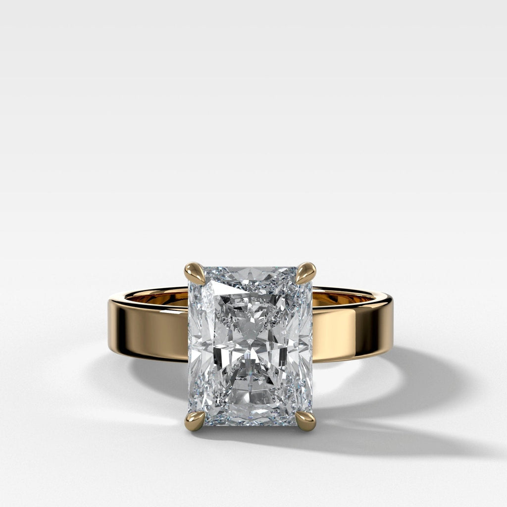 Finest Solitaire Engagement Ring set with 3.04ct Lab Grown Elongated Radiant Cut Diamond