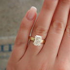 Finest Solitaire Engagement Ring set with 3.04ct Lab Grown Elongated Radiant Cut Diamond