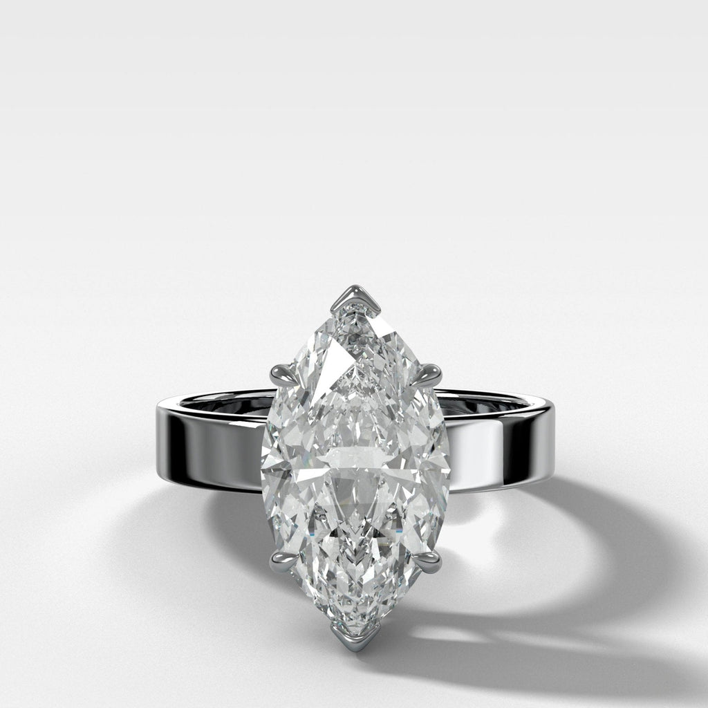 Finest Solitaire Engagement Ring With Marquise Cut Diamond