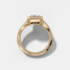 Finest Tapered Bezel Set Engagement Ring With Elongated Radiant Cut Diamond