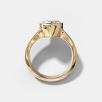 Finest Tapered Bezel Set Engagement Ring With Marquise Cut Diamond