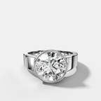 Finest Tapered Bezel Set Engagement Ring With Old Euro Cut Diamond