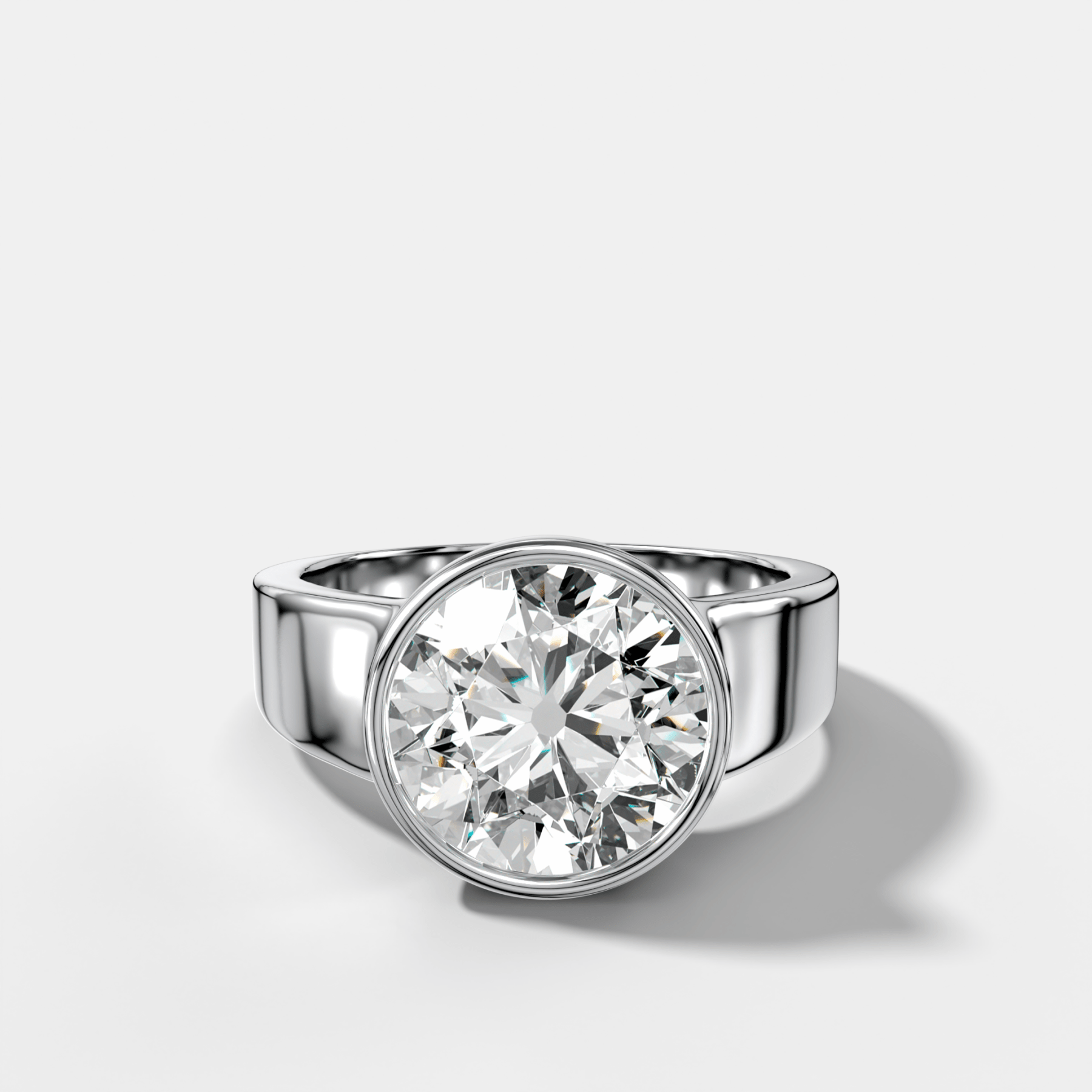 Finest Tapered Bezel Set Engagement Ring With Old Euro Cut Diamond
