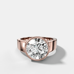 Finest Tapered Bezel Set Engagement Ring With Old Euro Cut Diamond