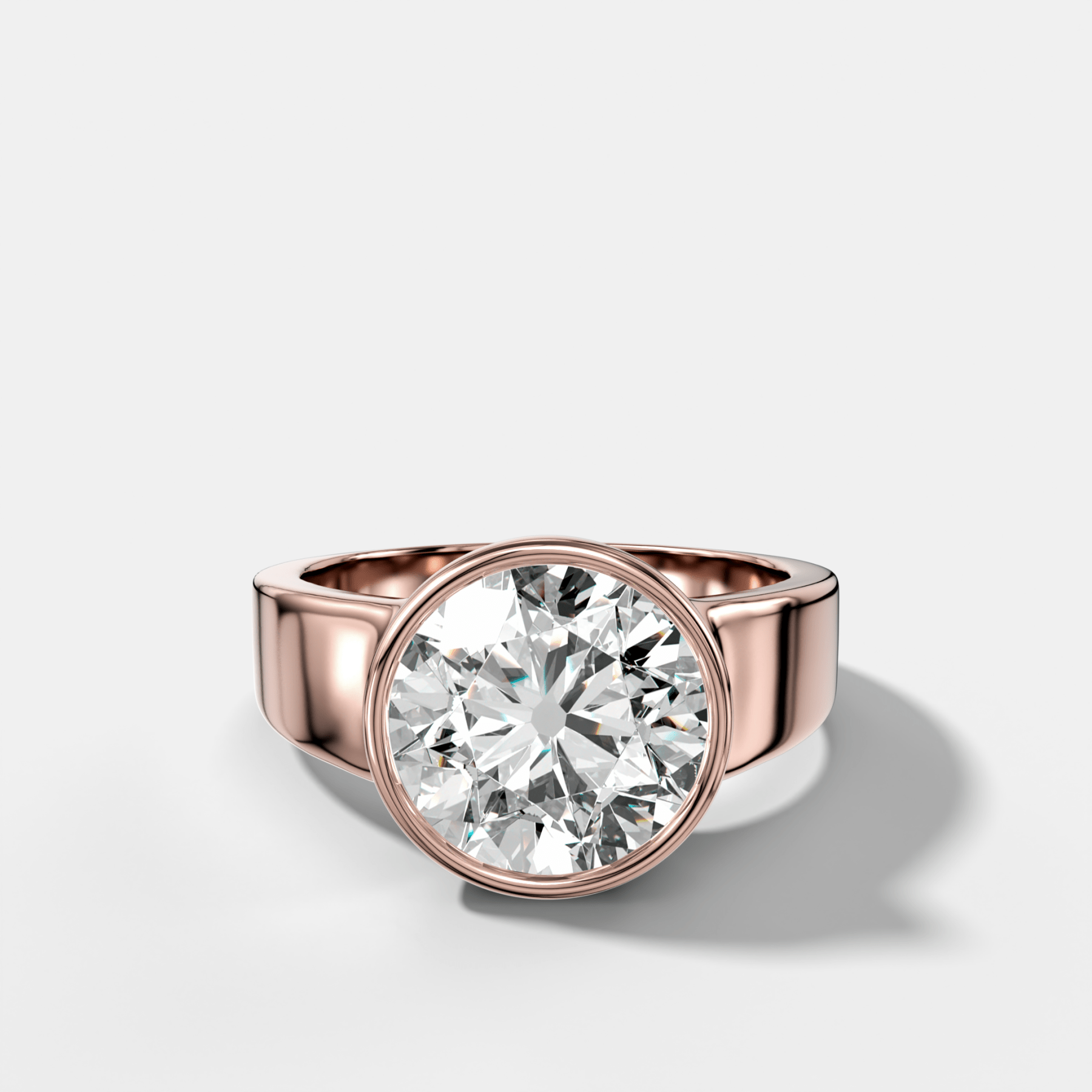 Finest Tapered Bezel Set Engagement Ring With Old Euro Cut Diamond