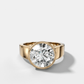 Finest Tapered Bezel Set Engagement Ring With Old Euro Cut Diamond